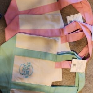 Trader Joe's Pink and Green Tote Bags